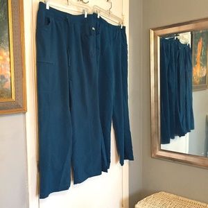 Set of 2 Scrub Pants -CARB/TEAL- Medium